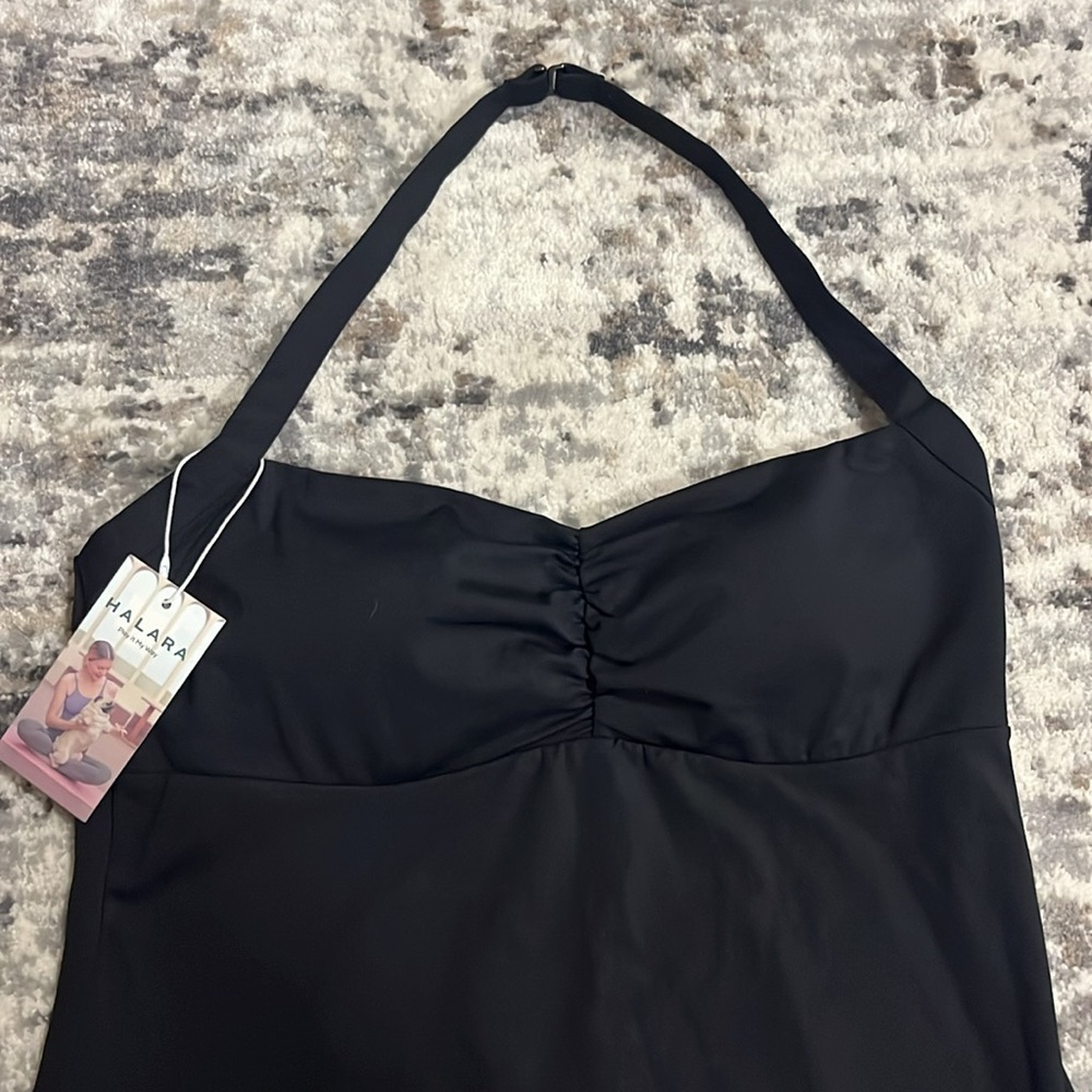 Halara Softlyzero Plush Halter Ruched Backless Split Hem Mini Active‎ Dress NWT - Picture 6 of 16